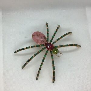 NWOT- Amazing VTG Germany Huge 4.5" Rhinestone Art Glass Shoulder Spider Brooch